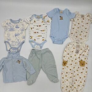Classic Pooh Disney Baby Clothes Set 3-6 Months Bodysuits Pants Footed Sleeper